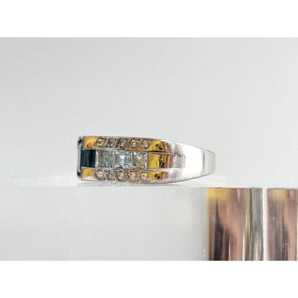 London Blue Topaz Princess Cut 925 Sterling Silver Vintage Ring - sz 7 - Picture 7 of 12